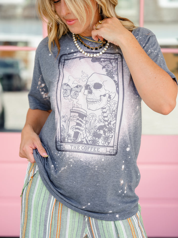 Plus/Reg Short Sleeve The Coffee Tarot Card Graphic Tee - Freckled Poppy