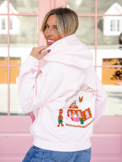 Long Sleeve "Merry Little Thing" Gingerbread Pullover Hoodie - Freckled Poppy