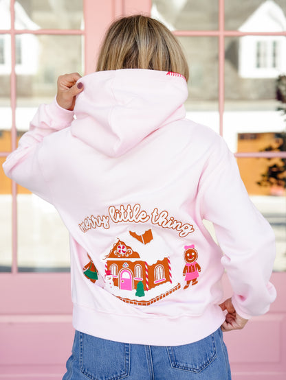 Long Sleeve "Merry Little Thing" Gingerbread Pullover Hoodie - Freckled Poppy