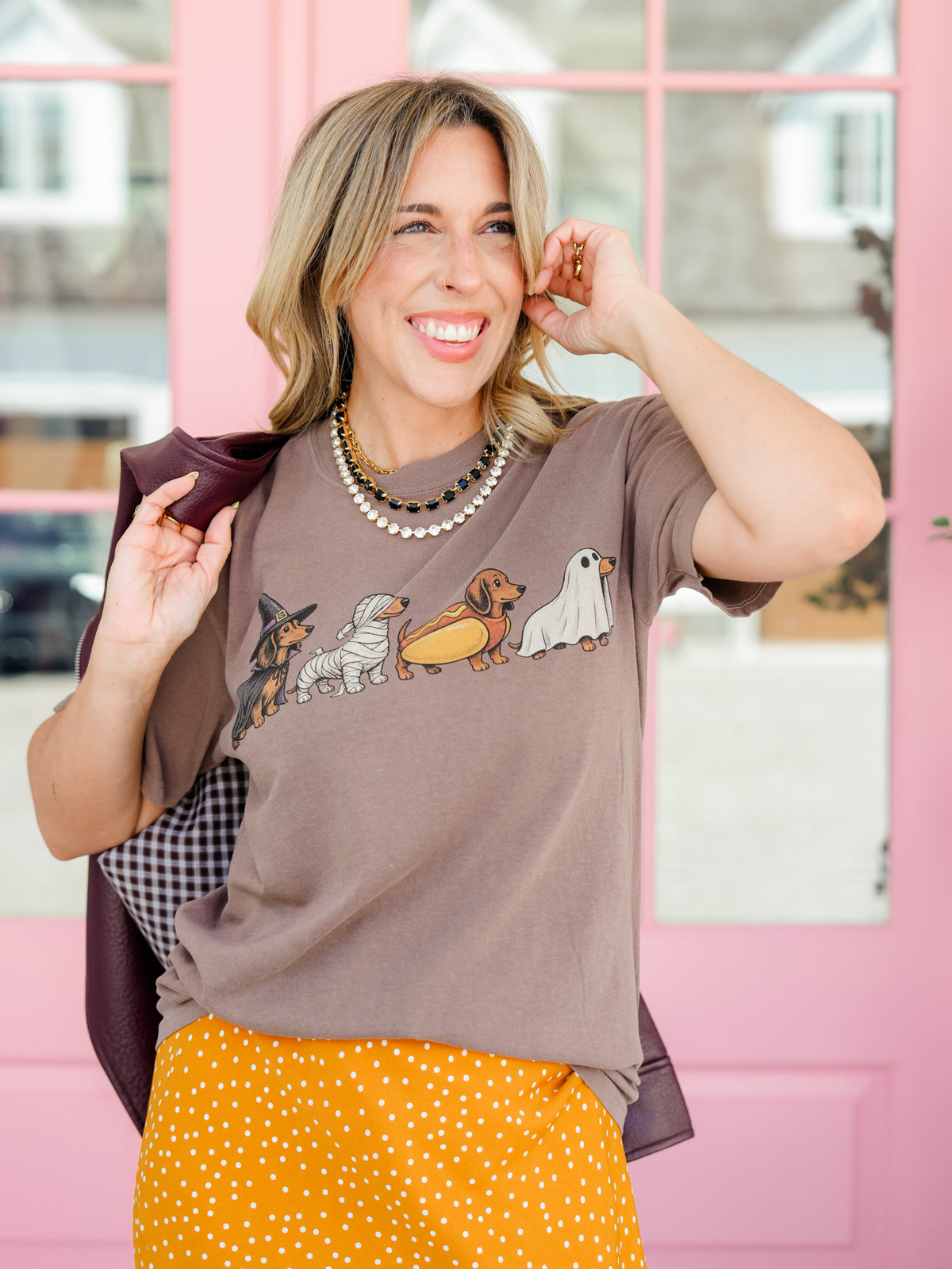 Plus/Reg Short Sleeve Halloween Dachshund Graphic Tee - Freckled Poppy