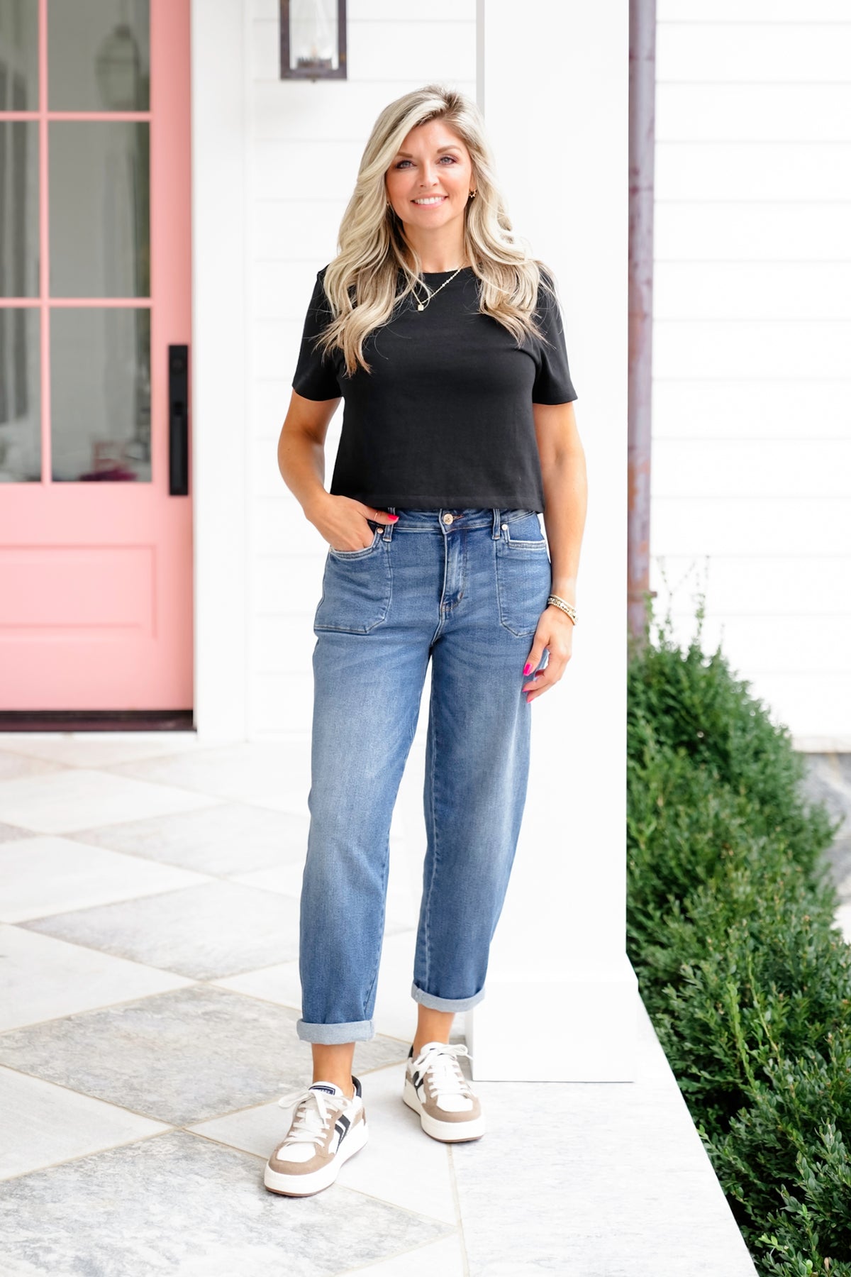 Solid Short Sleeve Round Neck Crop Tee - Freckled Poppy