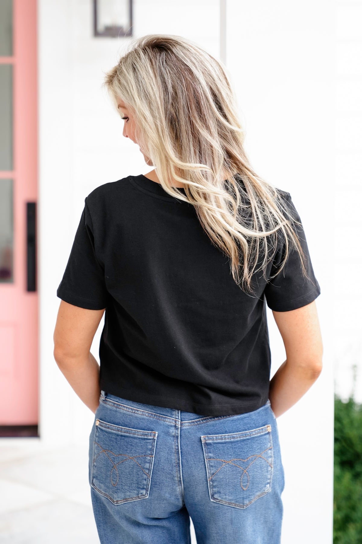 Solid Short Sleeve Round Neck Crop Tee - Freckled Poppy
