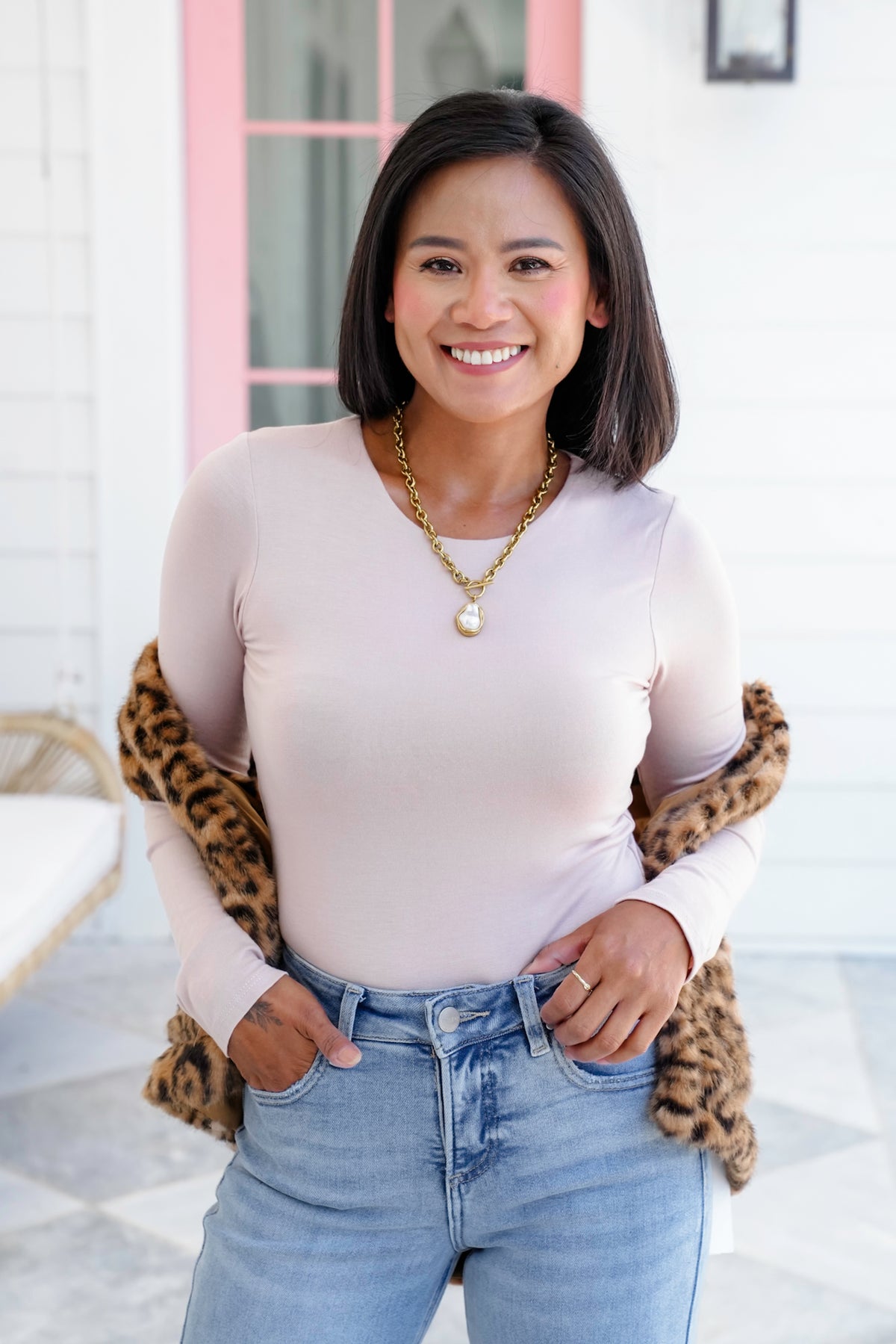 Solid Long Sleeve Round Neck Double Layered Top - Freckled Poppy