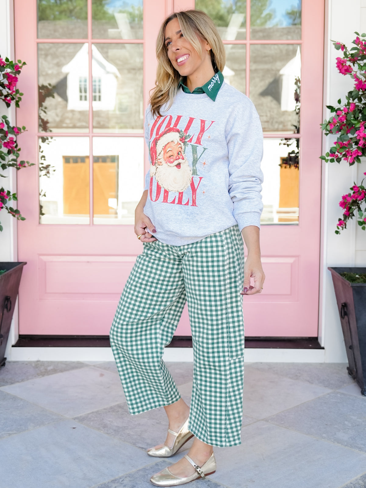 Plus/Reg Jolly Santa Christmas Graphic Sweatshirt