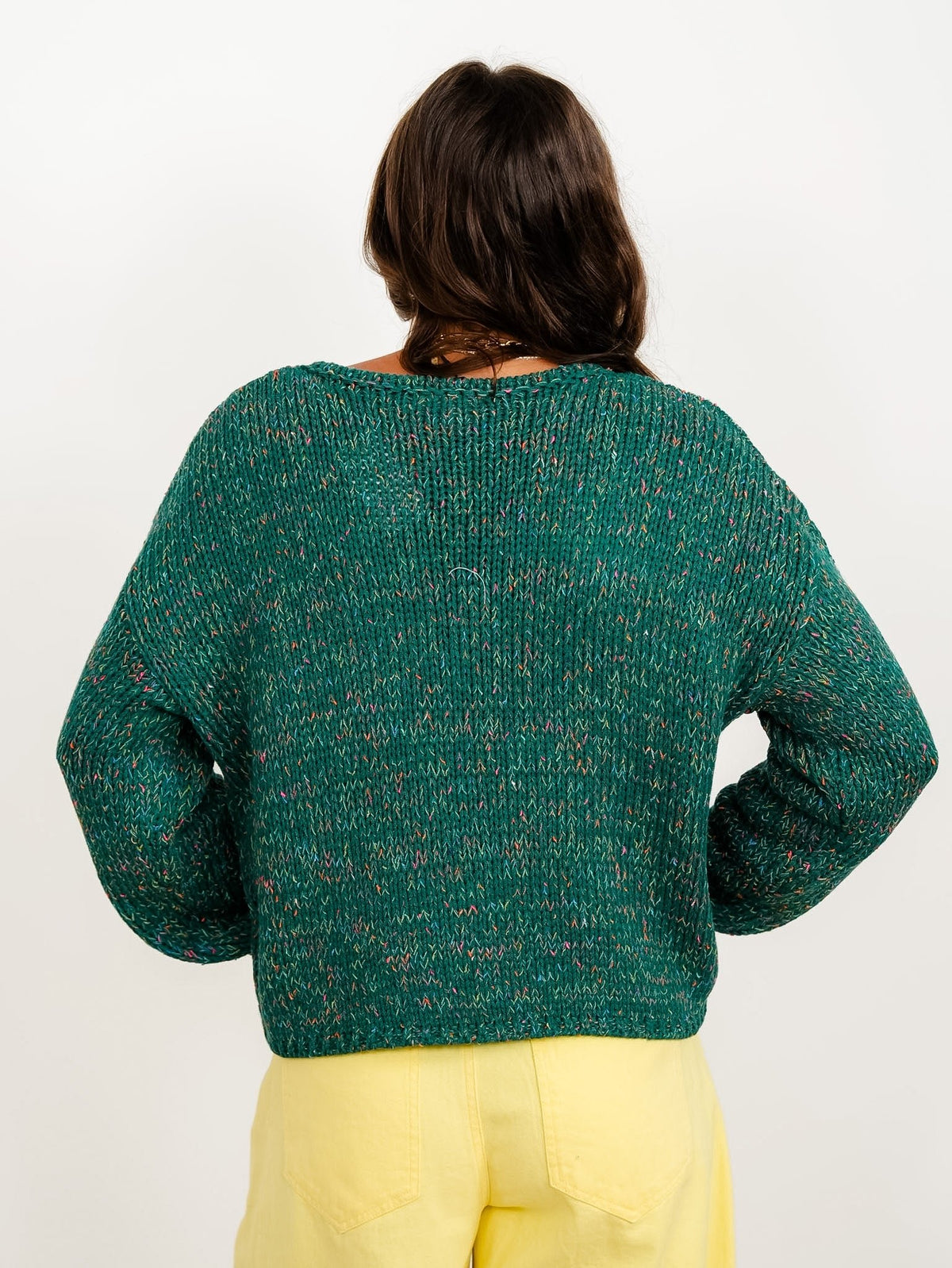 Teal Confetti Long Sleeve Pulllover Sweater - Freckled Poppy
