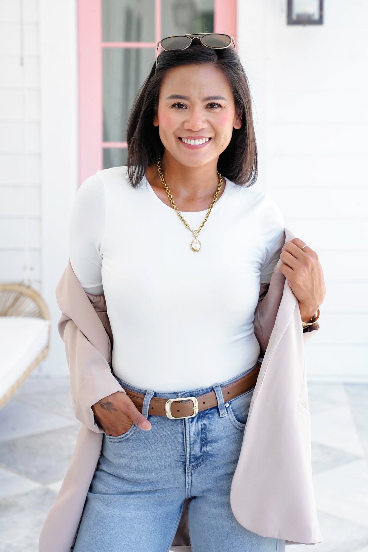Solid Long Sleeve Round Neck Double Layered Top - Freckled Poppy