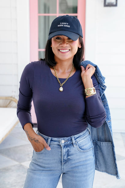 Solid Long Sleeve Round Neck Double Layered Top - Freckled Poppy