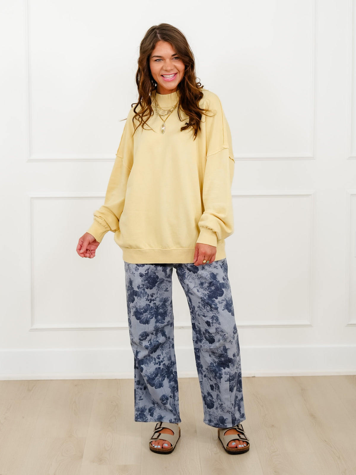 Mineral Wash Long Sleeve Mock Neck Sweatshirt - Freckled Poppy