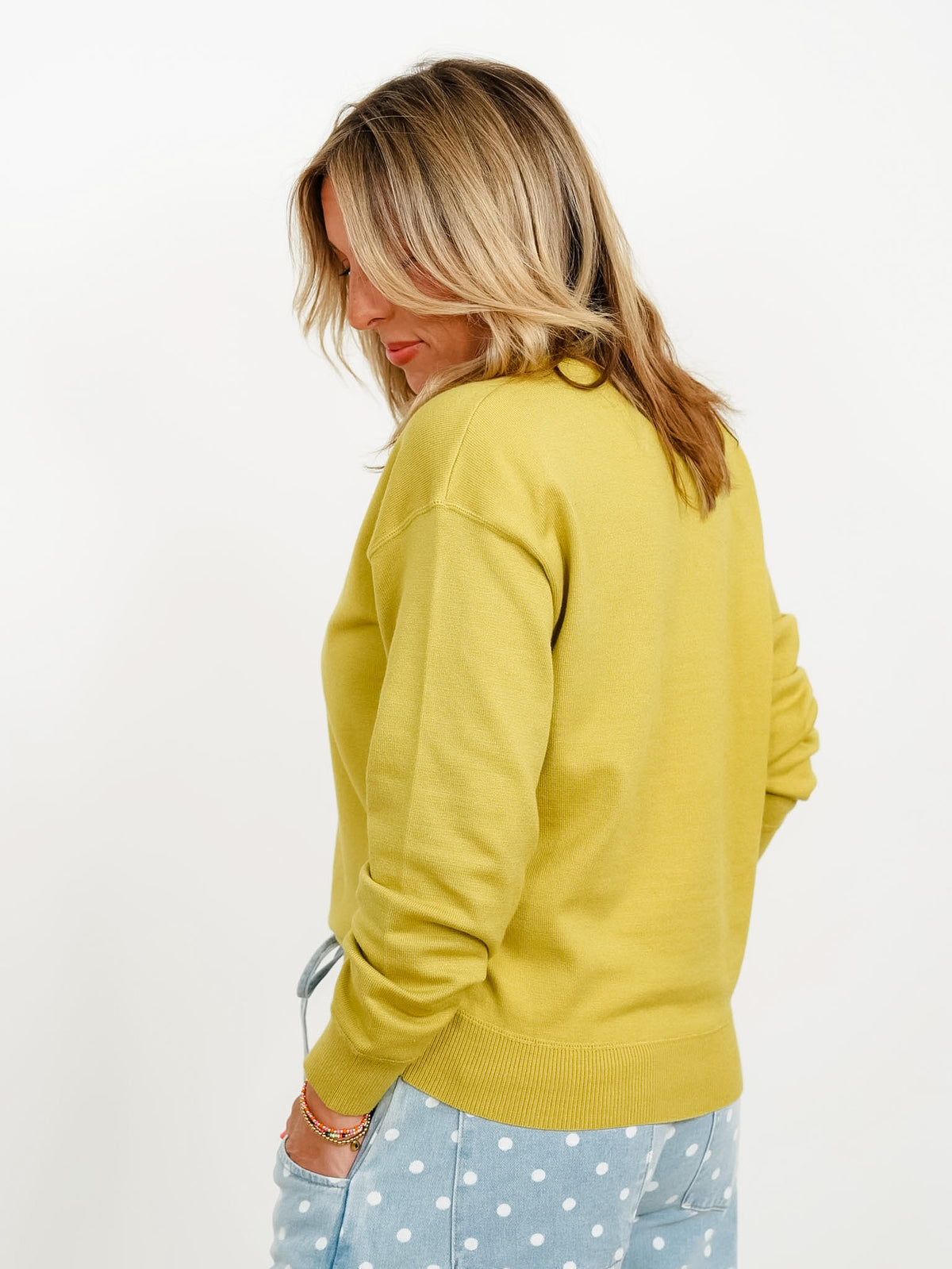 Solid Long Sleeve Crew Neck Pullover Sweater - Freckled Poppy