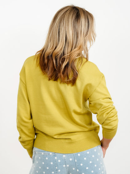 Solid Long Sleeve Crew Neck Pullover Sweater - Freckled Poppy