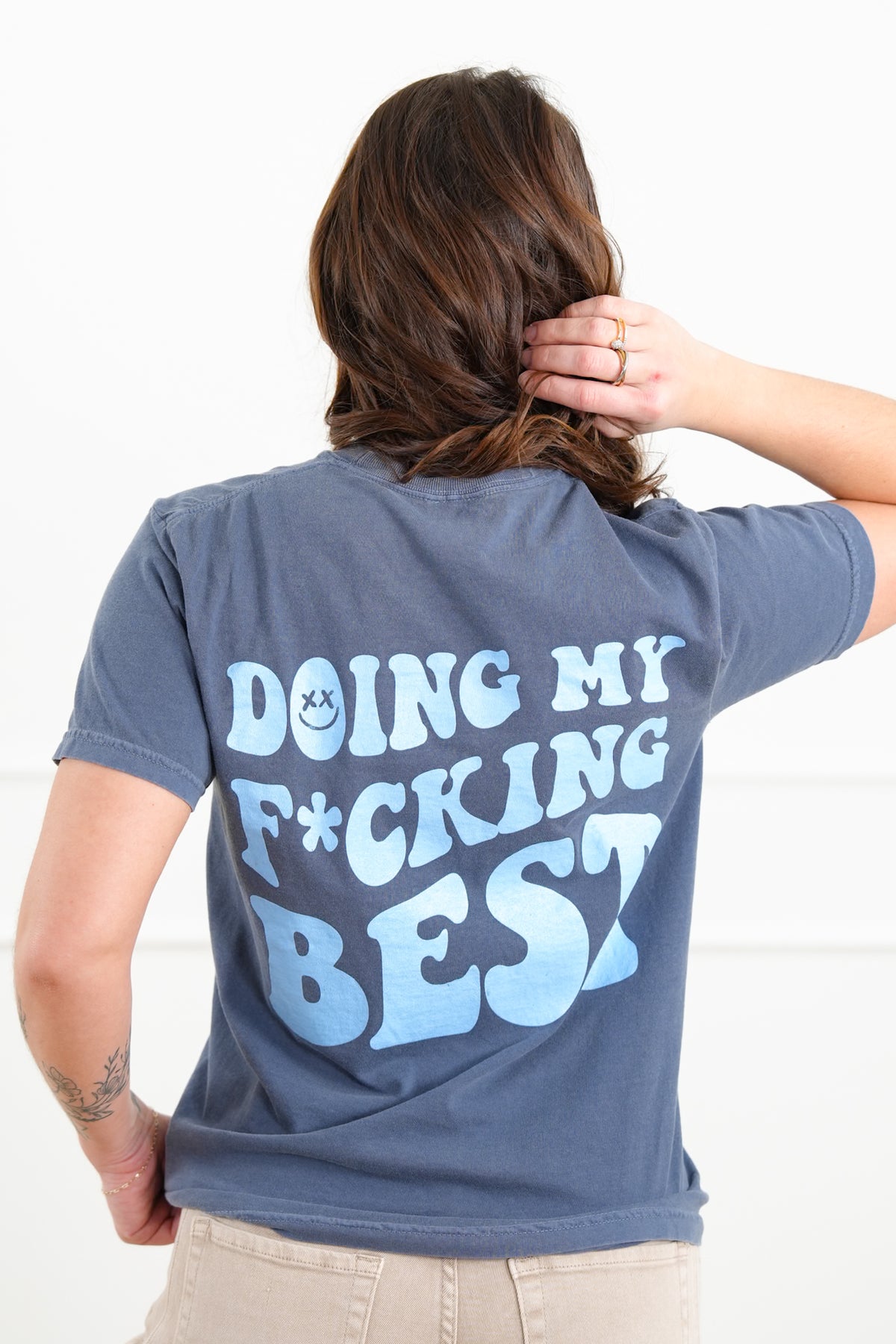 Plus/Reg Short Sleeve "Doing My F*cking Best" Graphic Tee - Freckled Poppy