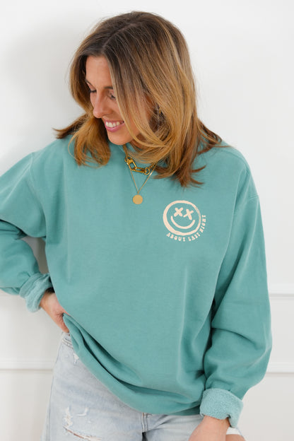 Plus/Reg Long Sleeve "Too Sober For This" Graphic Sweatshirt - Freckled Poppy