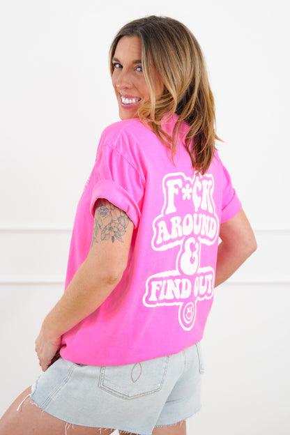 Plus/Reg Short Sleeve "F*ck Around & Find Out" Graphic Tee - Freckled Poppy