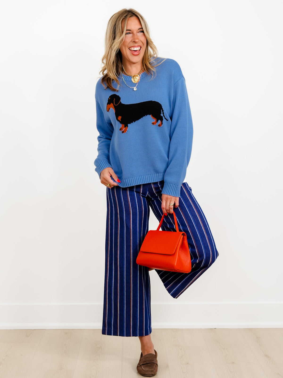 Multi Stripe Print High Waist Wide Leg Pants - Freckled Poppy