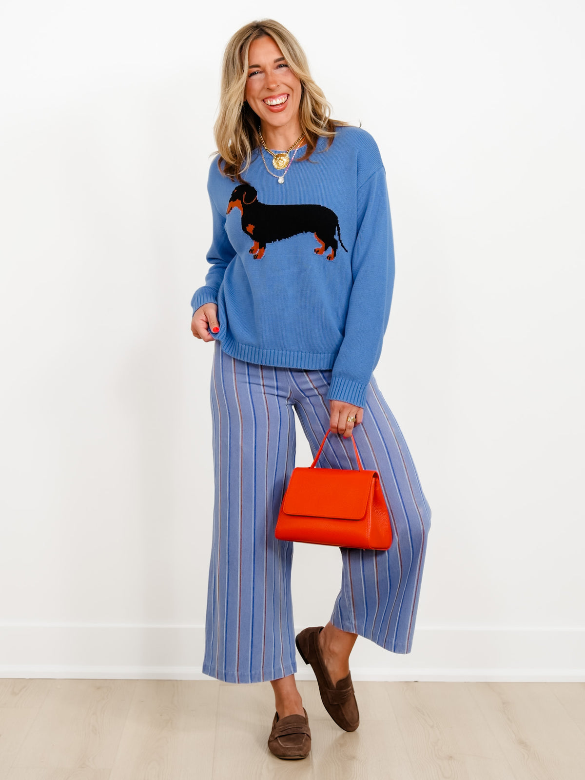 Multi Stripe Print High Waist Wide Leg Pants - Freckled Poppy