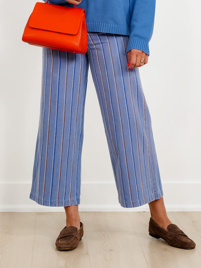 Multi Stripe Print High Waist Wide Leg Pants - Freckled Poppy