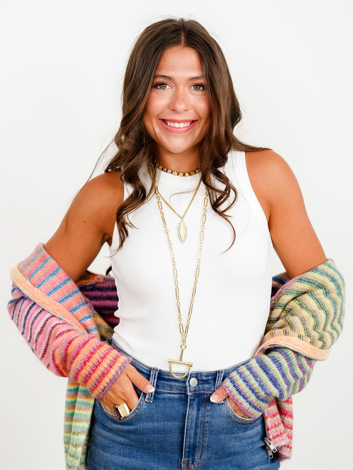 Ribbed Solid Knit Sleeveless Tank Top - Freckled Poppy