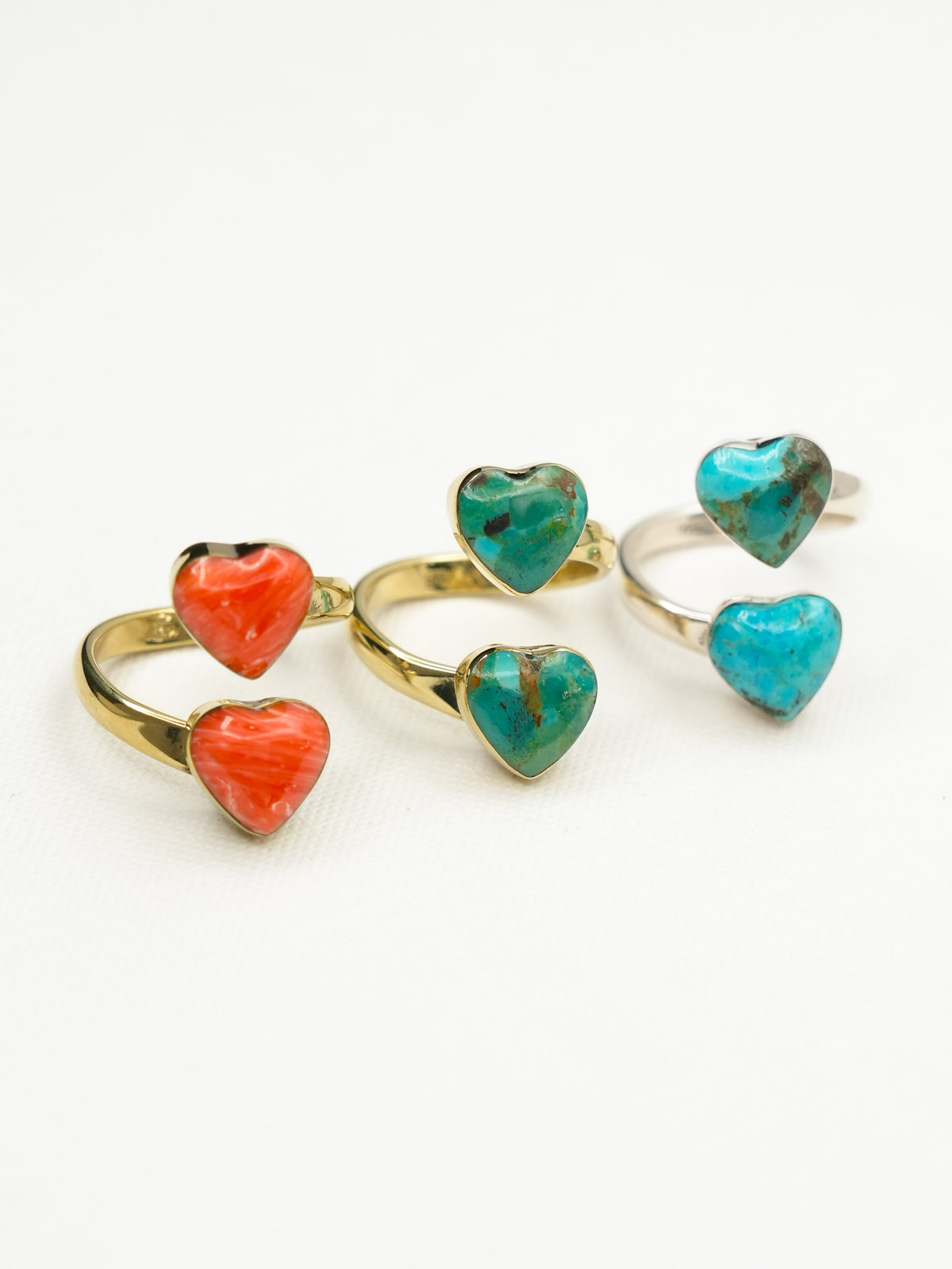 BOHO SOL Double Heart Adjustable Ring - Freckled Poppy