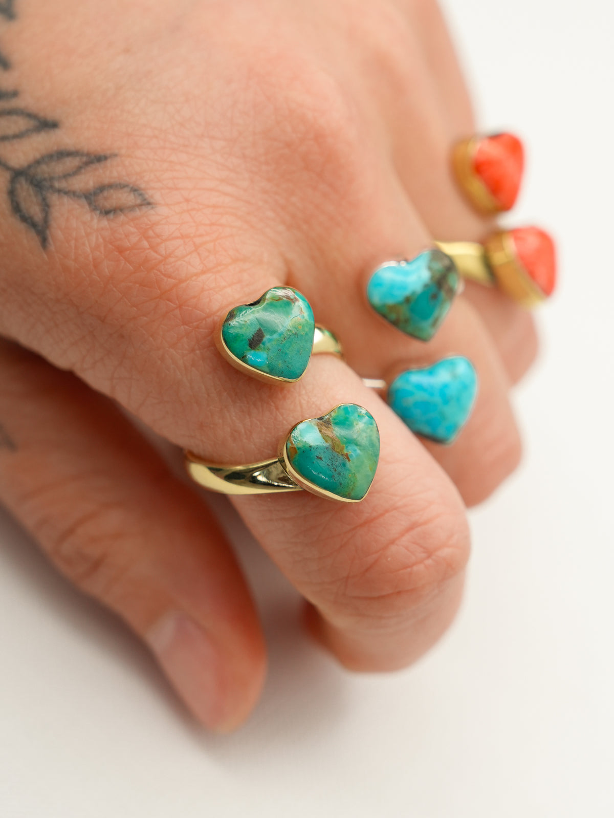 BOHO SOL Double Heart Adjustable Ring - Freckled Poppy