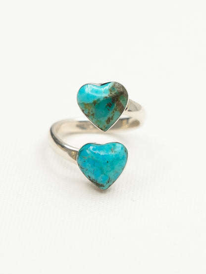 BOHO SOL Double Heart Adjustable Ring - Freckled Poppy