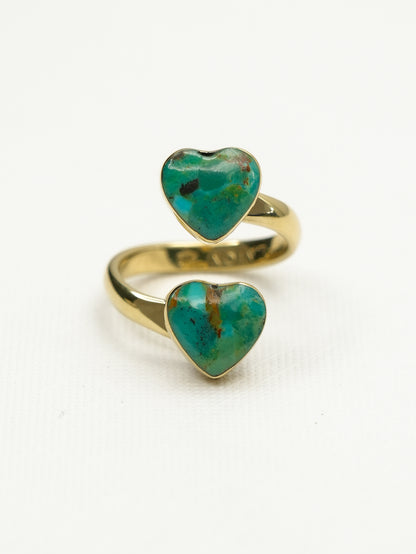 BOHO SOL Double Heart Adjustable Ring - Freckled Poppy