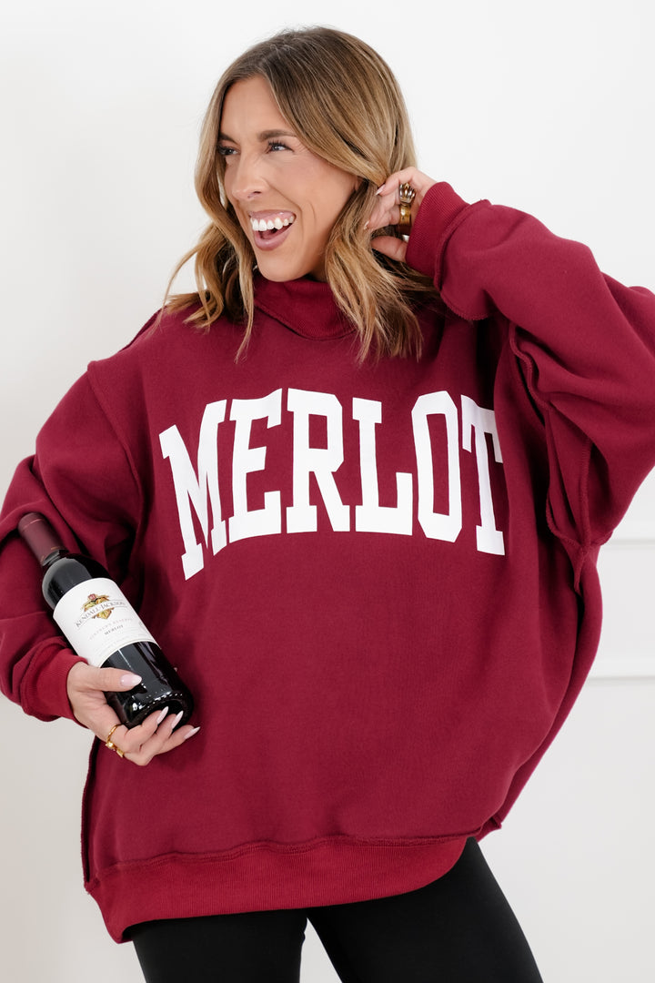 Long Sleeve Reversible "Merlot/Hungover" Graphic Sweatshirt - Freckled Poppy