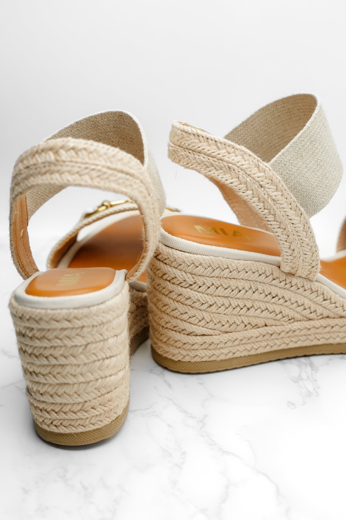 MIA Textured Fabric Espadrille Platform Wedge Sandal - Freckled Poppy
