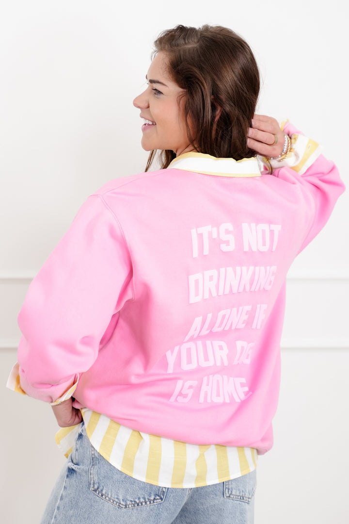 Long Sleeve "Not Drinking Alone" Graphic Sweatshirt - Freckled Poppy