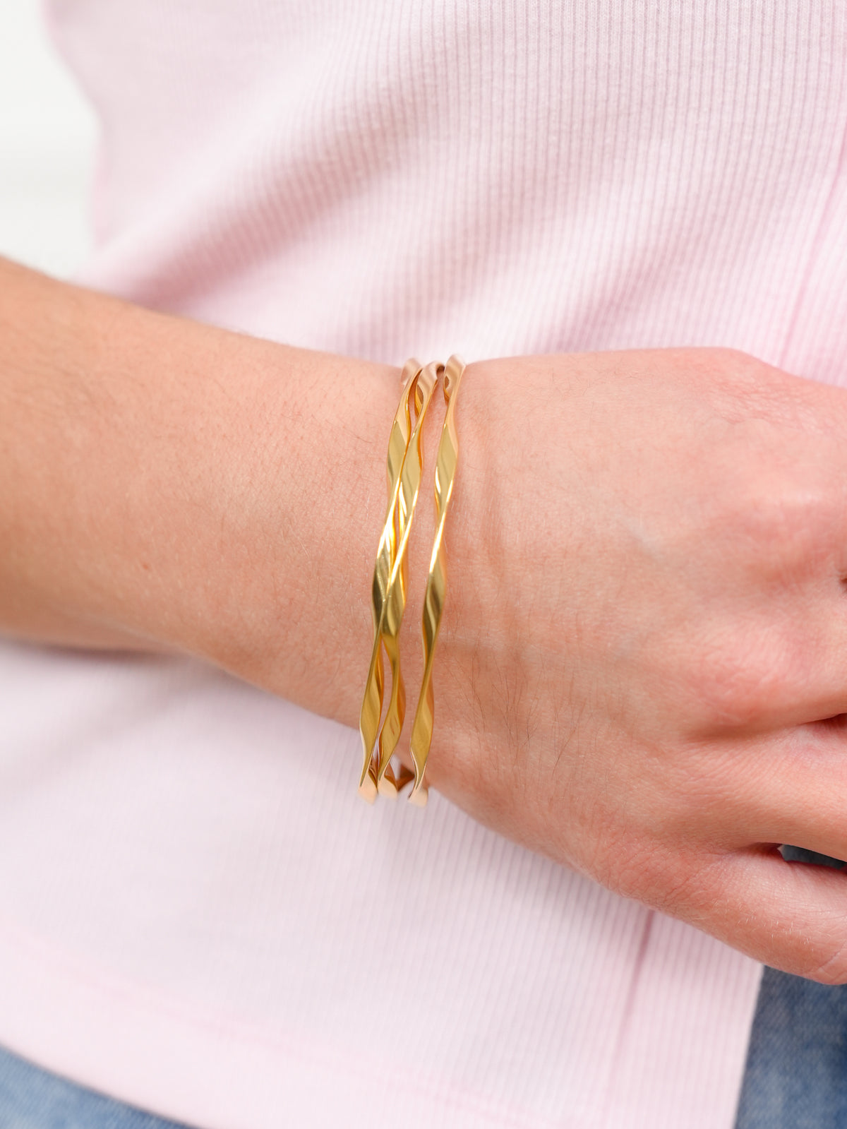 Gold 3 Piece Twisted Bangle Set - Freckled Poppy