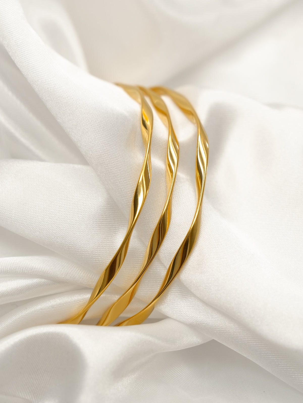Gold 3 Piece Twisted Bangle Set - Freckled Poppy