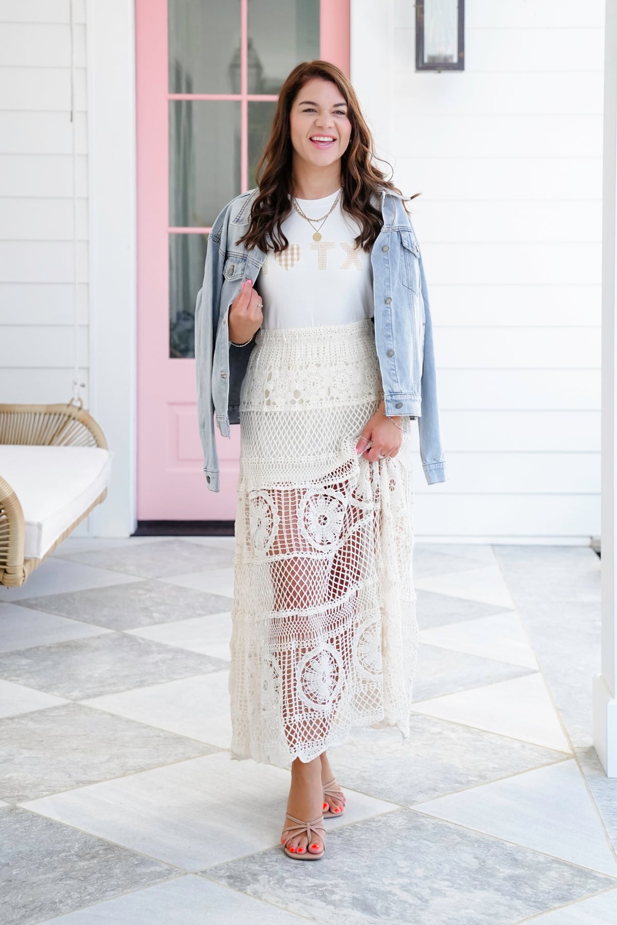 POL Crochet Elastic Waist Skirt - Freckled Poppy