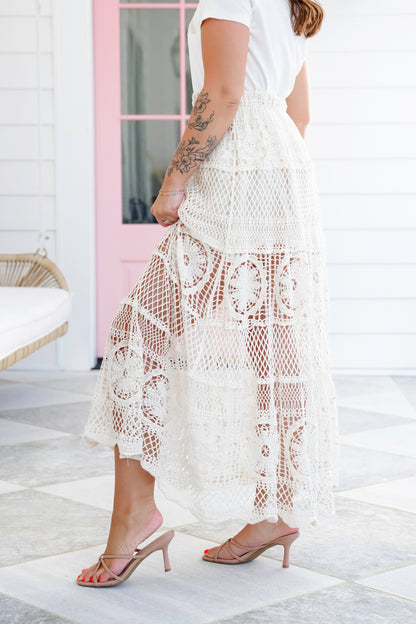 POL Crochet Elastic Waist Skirt - Freckled Poppy