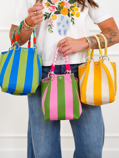 Restock! Knit Tote Striped Shoulder Crochet Purse - Freckled Poppy