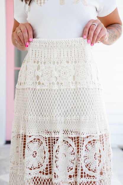 POL Crochet Elastic Waist Skirt - Freckled Poppy