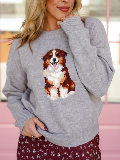 Long Sleeve Australian Shepherd Pullover Sweater