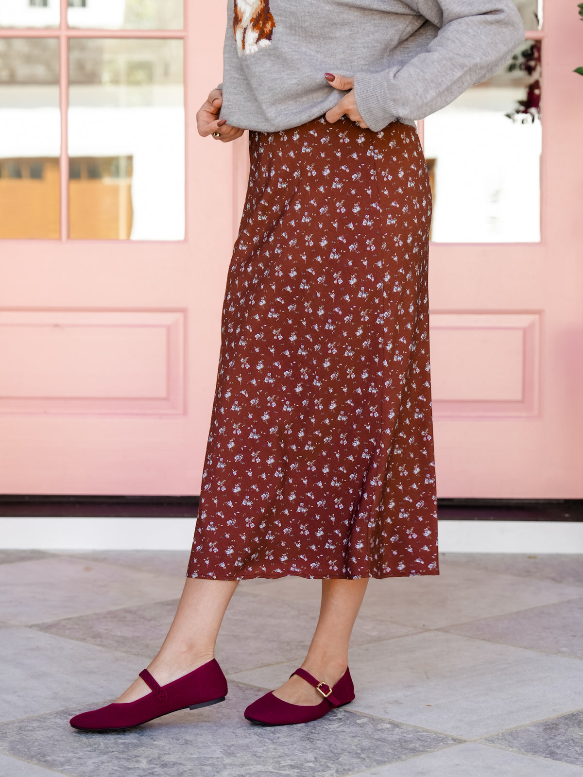 Floral Print Elastic Waist Maxi Skirt