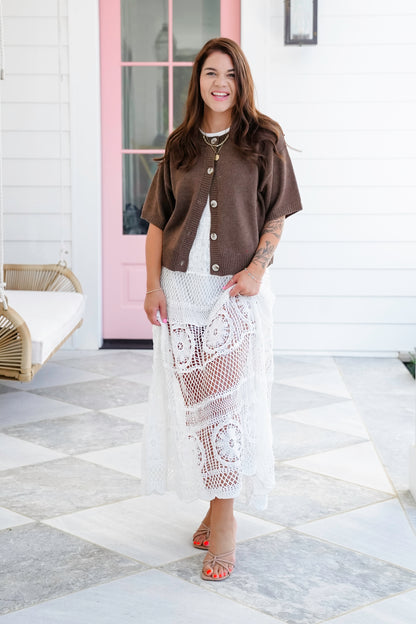 POL Crochet Elastic Waist Skirt - Freckled Poppy
