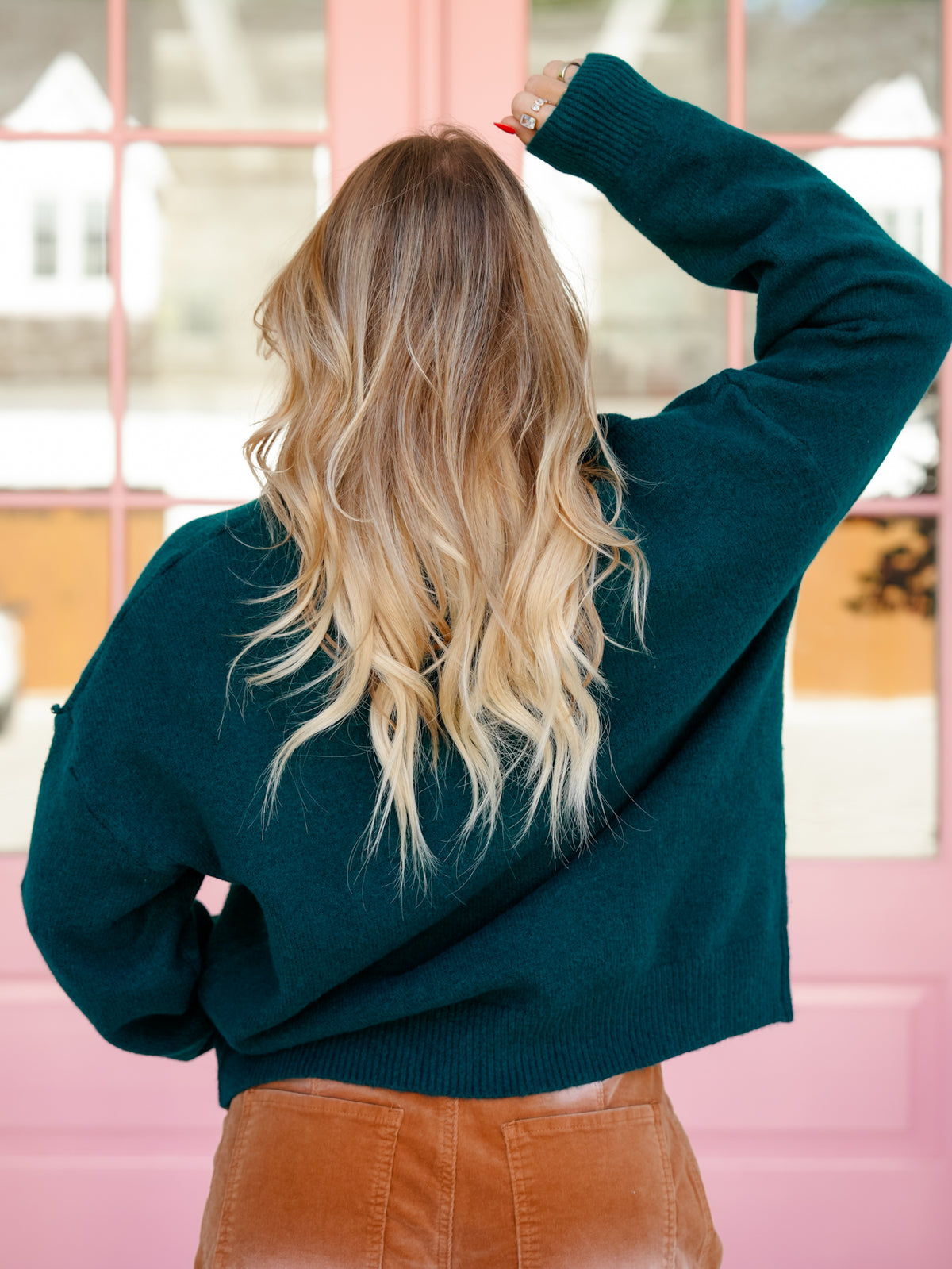 Hunter Green Long Sleeve Moose Pullover Sweater