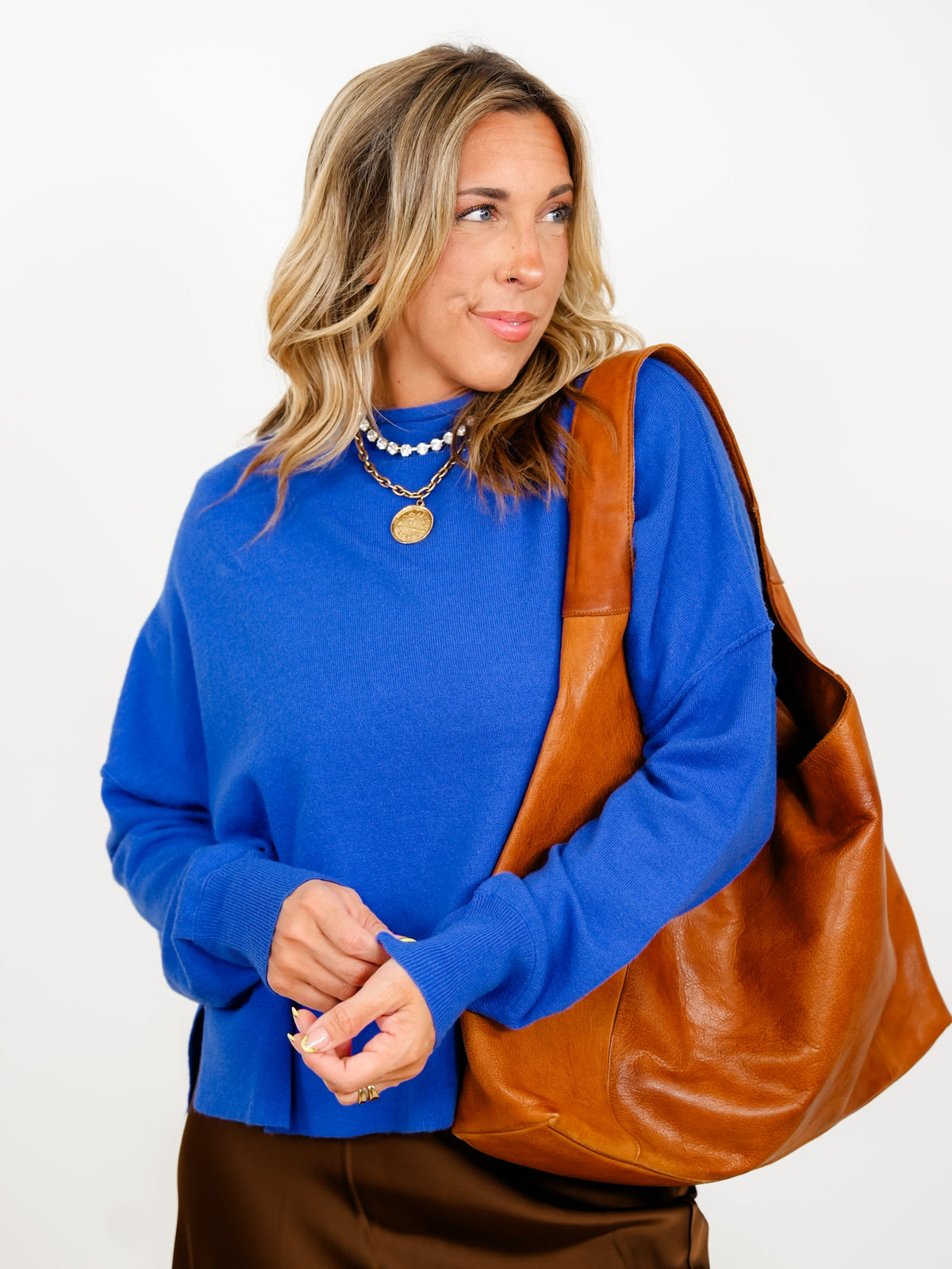 Solid Long Sleeve Mock Neck Pullover Sweater - Freckled Poppy