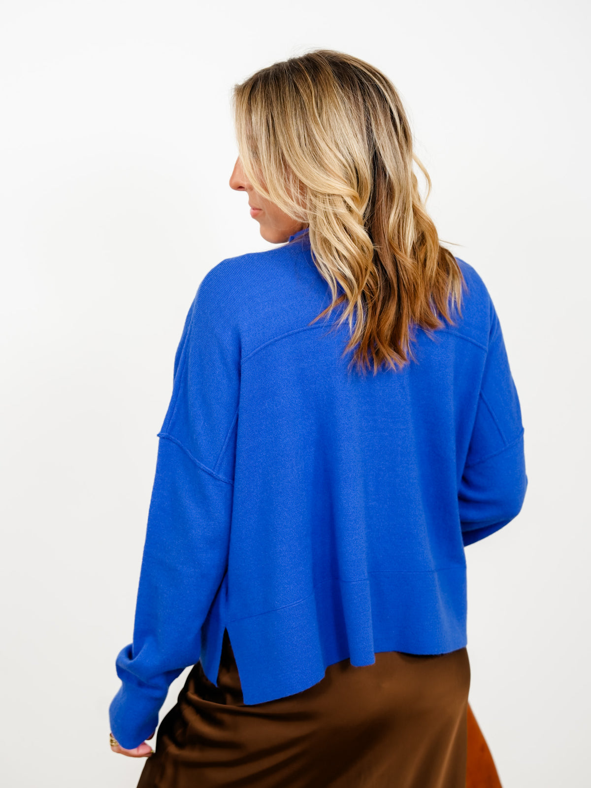 Solid Long Sleeve Mock Neck Pullover Sweater - Freckled Poppy