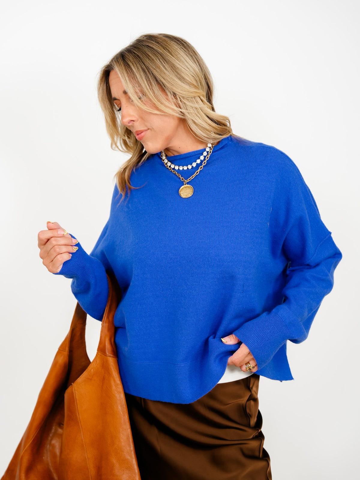 Solid Long Sleeve Mock Neck Pullover Sweater - Freckled Poppy