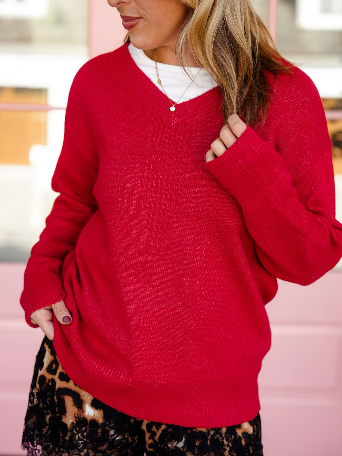 Long Sleeve Layered V-Neck Sweater