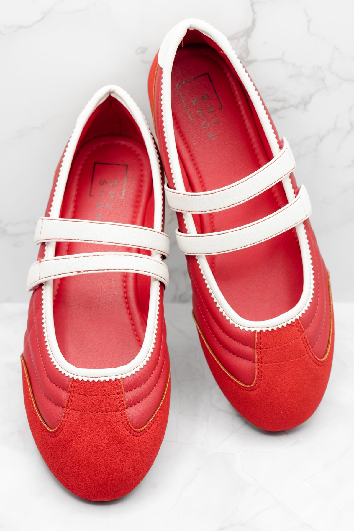 Shu Shop Mary Jane Flat with White Accents - Freckled Poppy