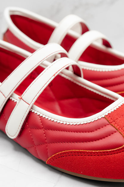 Shu Shop Mary Jane Flat with White Accents - Freckled Poppy