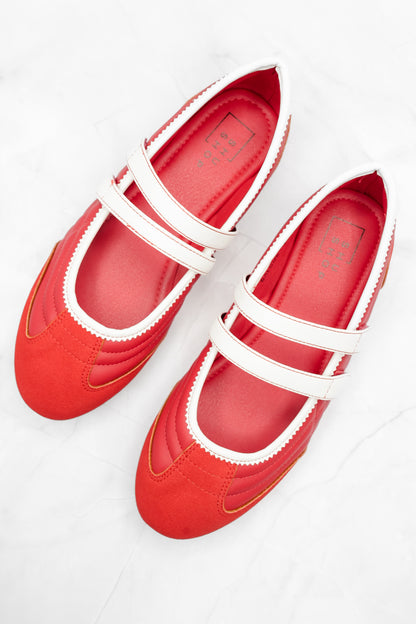 Shu Shop Mary Jane Flat with White Accents - Freckled Poppy