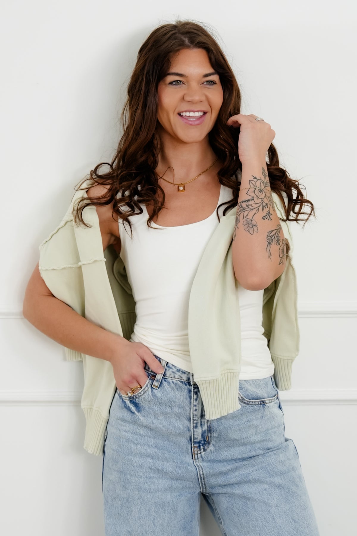 Double Knit Square Neck Tank Top - Freckled Poppy