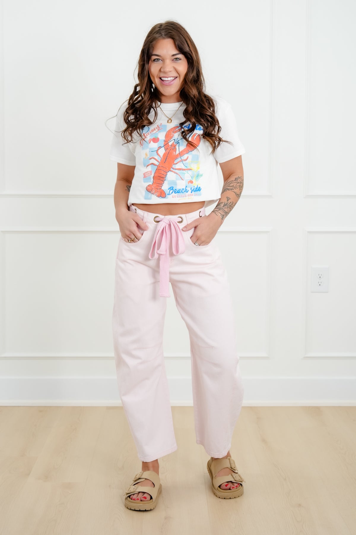 Restock! Wash High Waist Barrel Pants with Belt - Freckled Poppy