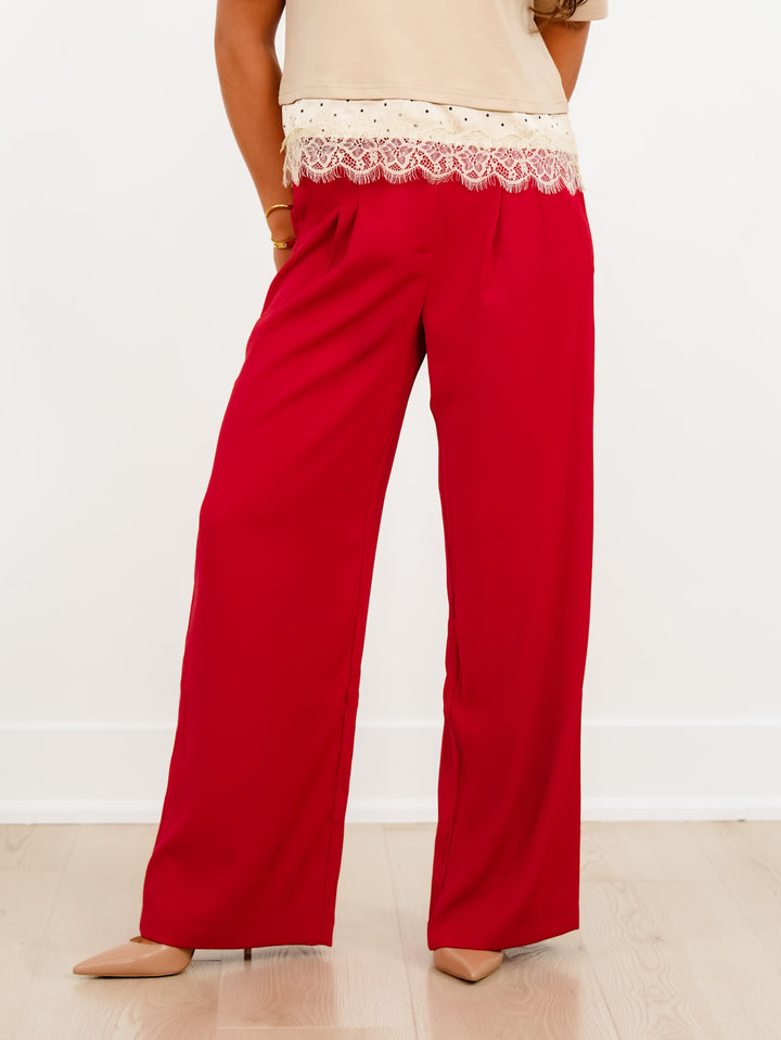 Solid Pleated High Waist Wide Leg Pants - Freckled Poppy