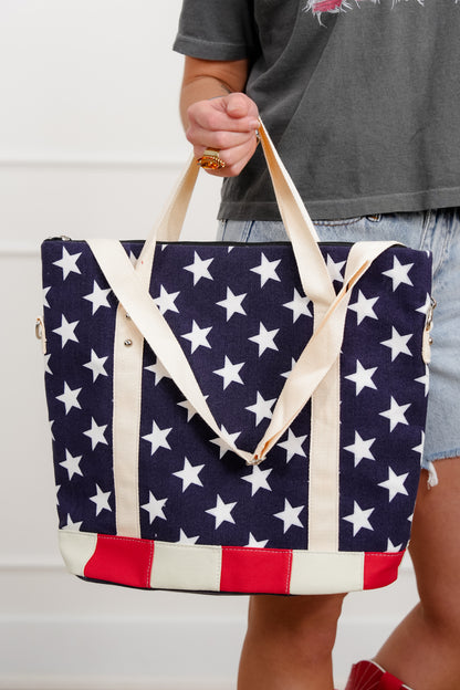 Stars and Stripes USA Flag Canvas Tote Bag - Freckled Poppy