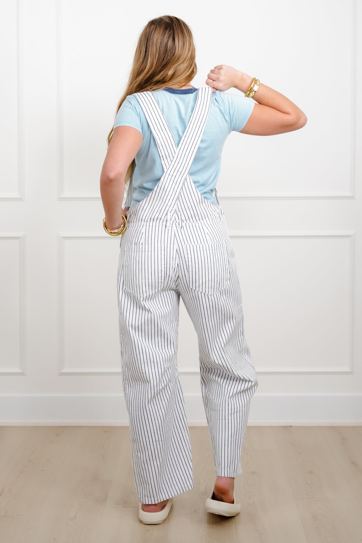 Rope Stripe Print Barrel Pants Overall - Freckled Poppy
